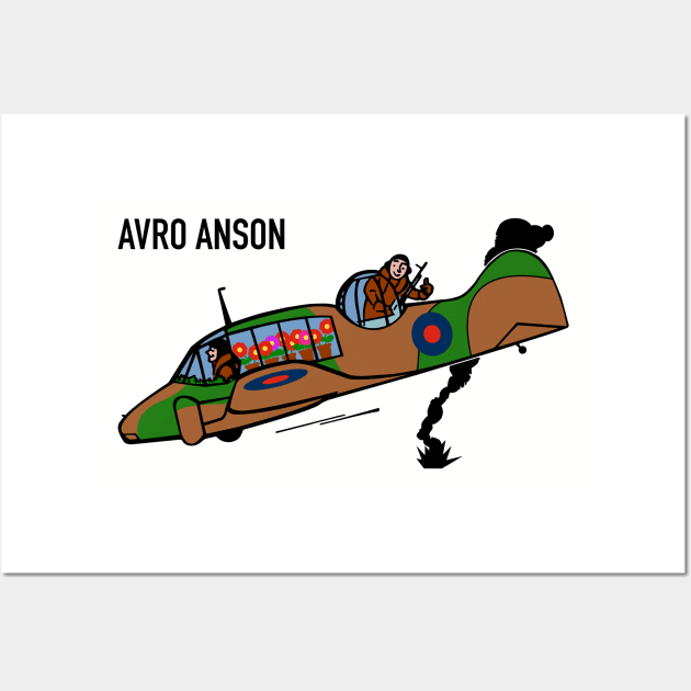 Avro Anson WW2 Plane Joke Art Illustration Flying Greenhouse Wall Art by Battlefields